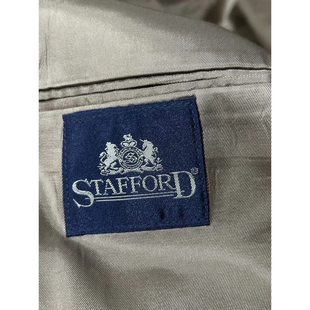 Vintage Stafford Mens 44S Lambswool Tweed Blazer Brown Elbow Patches Made in USA